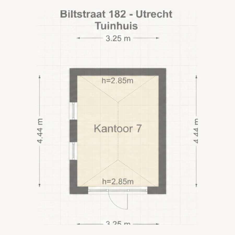 Plattegrond van het tuinhuis, kantoor 7
